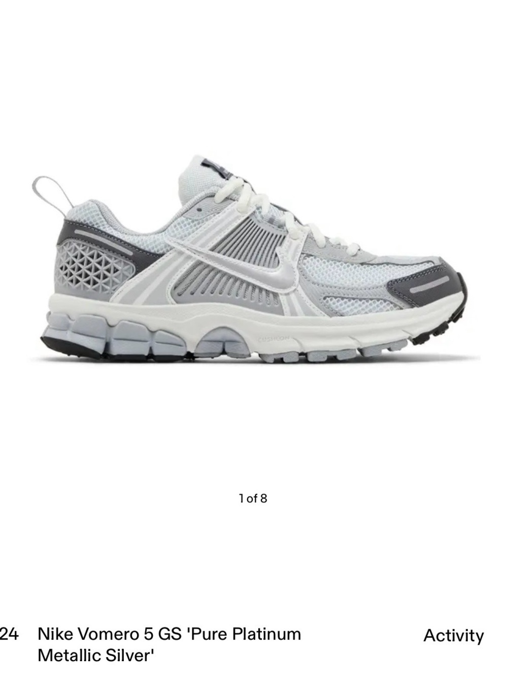 Nike Vomero 5 GS in White and Metallic Silver